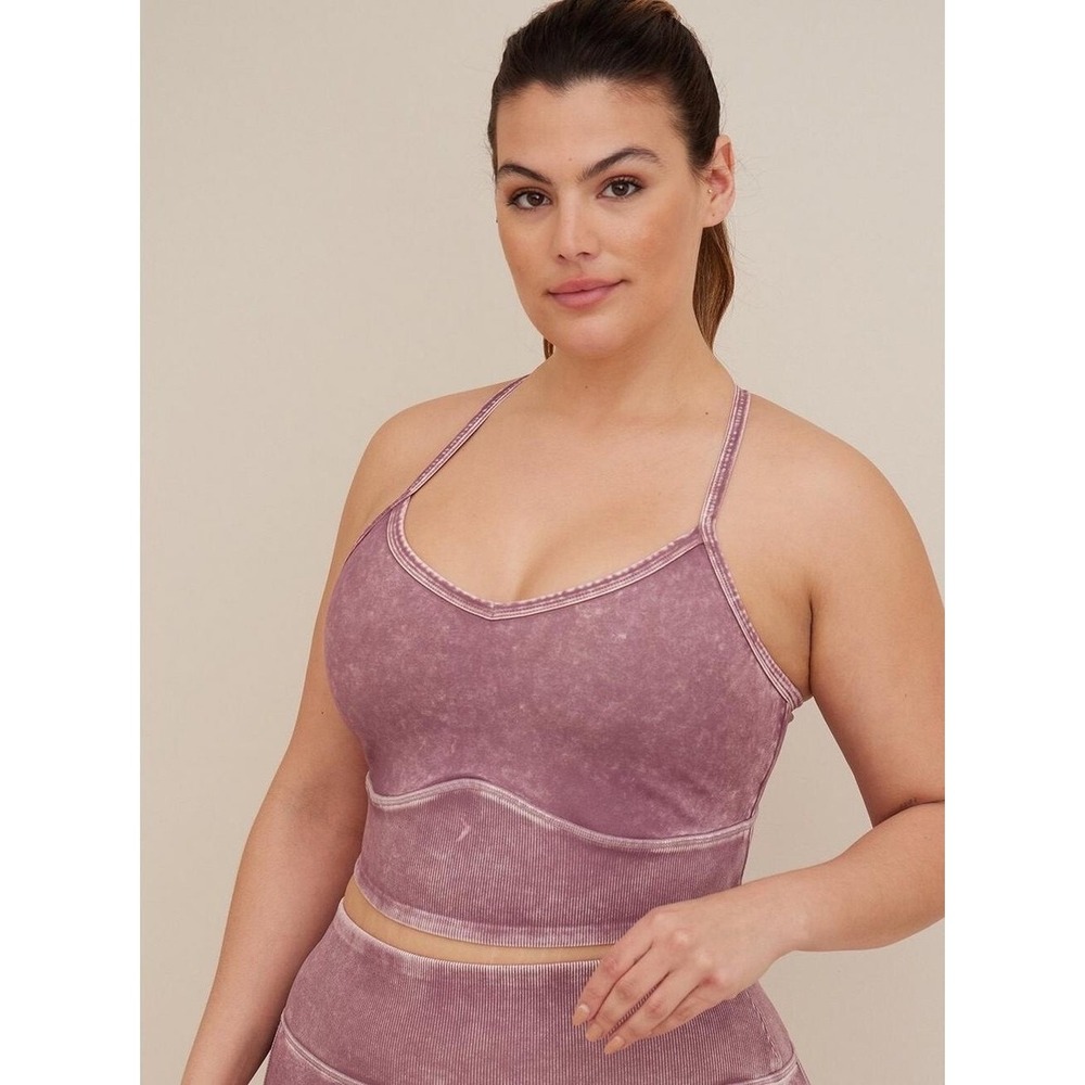 Torrid Seamless Mineral Wash Longline Sports Bra - Mauve